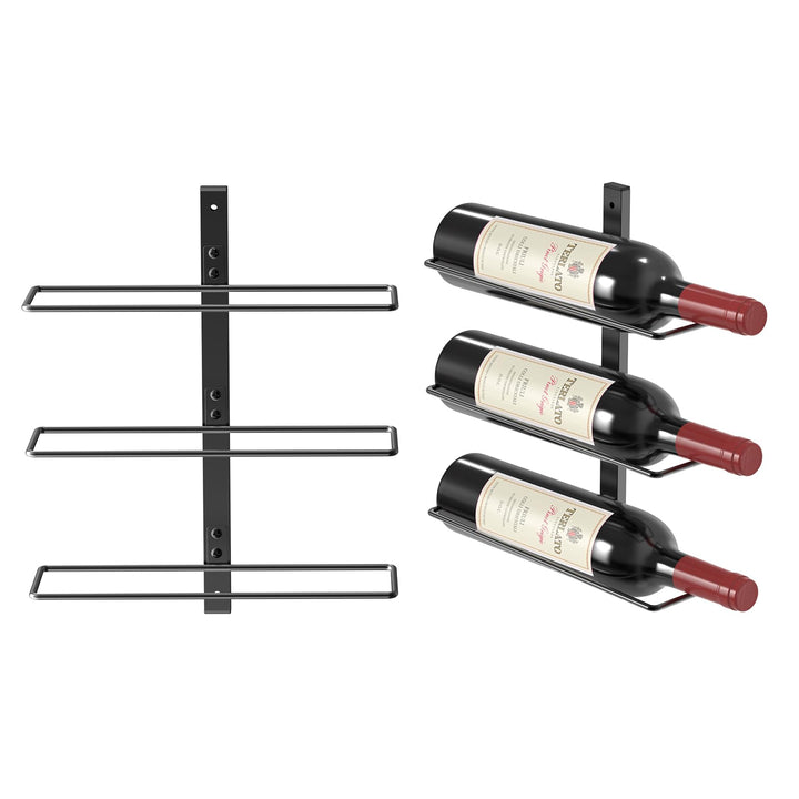 TJ.MOREE Wandmontiertes Weinregal für 3 Flaschen, robuste Metallhalterung für Wein, Champagner und S