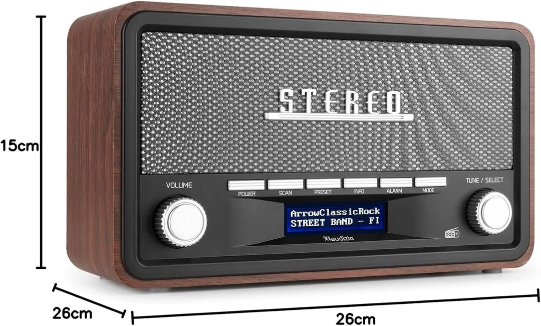 Audizio Foggia, Retro Radio, DAB Plus Radio, Bluetooth, Alarmfunktion, Radiowecker, Nostalgie Radio,