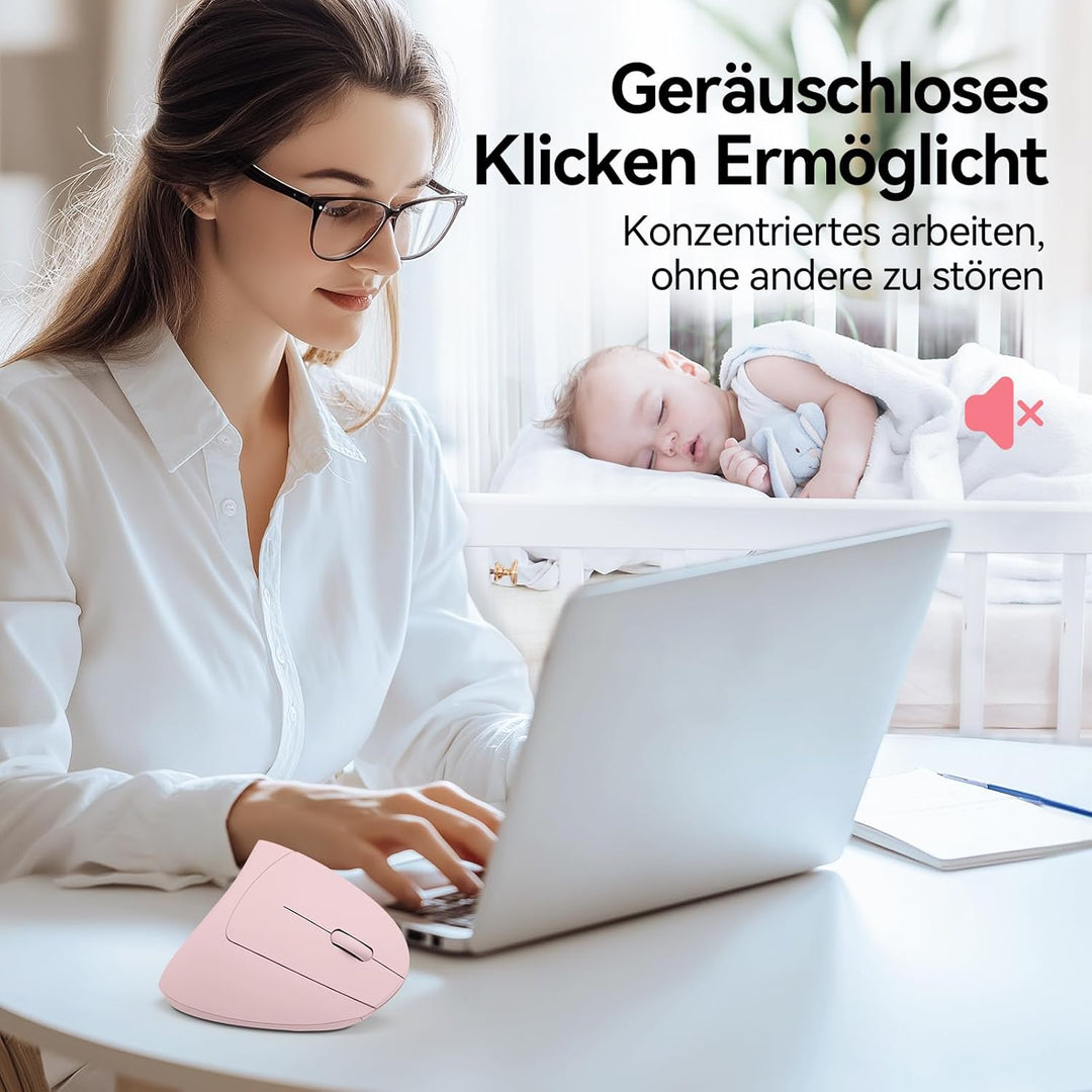 TECKNET Ergonomische Maus, Kabellose Bluetooth Vertikale Maus(BT 5.0+BT 3.0+2.4G), 6 Einstellstufen