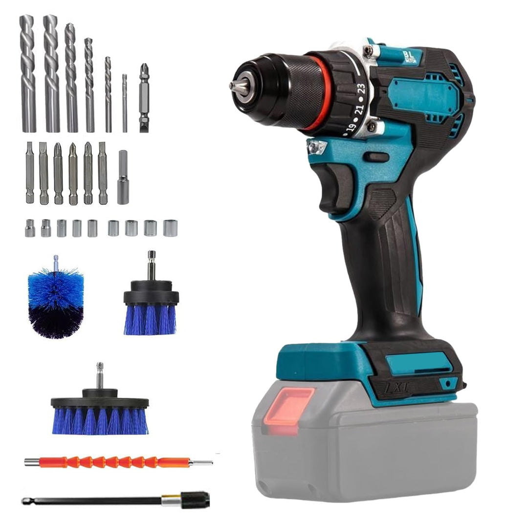 18V Akku Schlagbohrschrauber Set kompatibel mit Makita Akku, Akku Bohrmaschine mit 24tlg Zubehör Dri