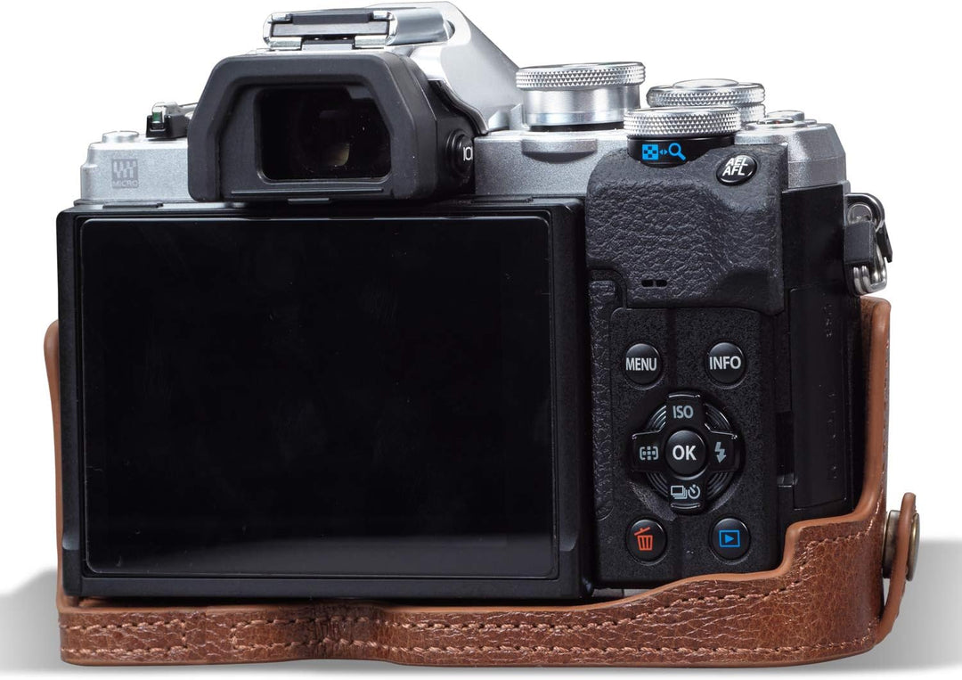 MegaGear MG1933 Ever Ready Echtleder Kameratasche mit Trageriemen kompatibel mit Olympus OM-D E-M10