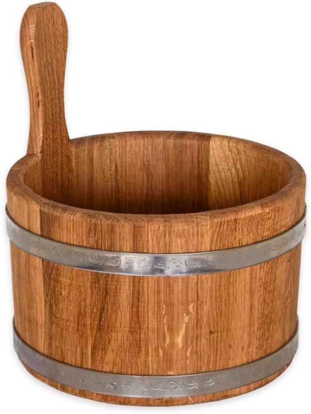 Waldmeister Aufgusskübel Sauna - Aufgusseimer aus Eichenholz - Saunaeimer aus Eiche 5L