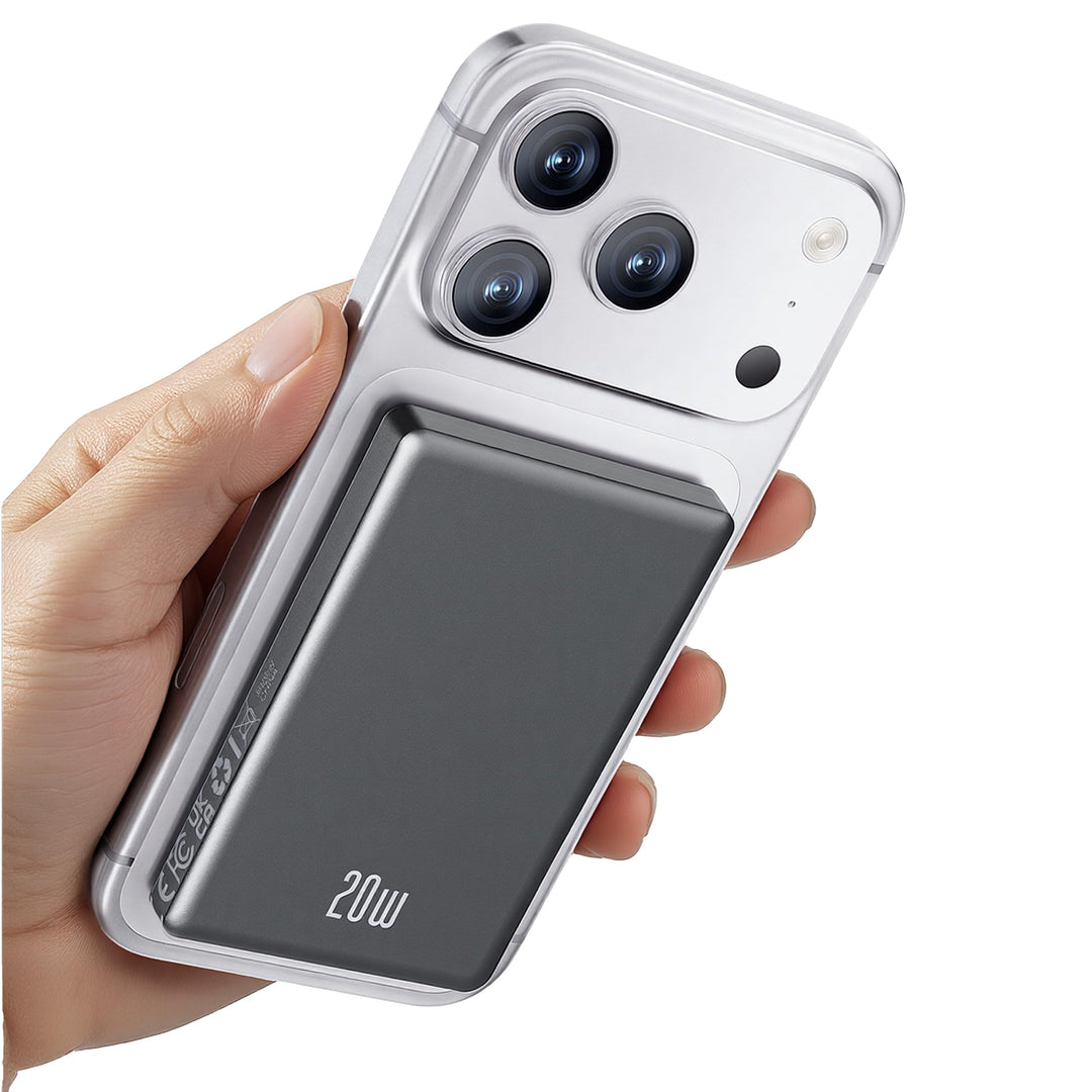 iPhone Powerbank für Magsafe, Dünn &amp; Leicht 10000mAh Magnetische Power Bank Schwarz, Schwarz