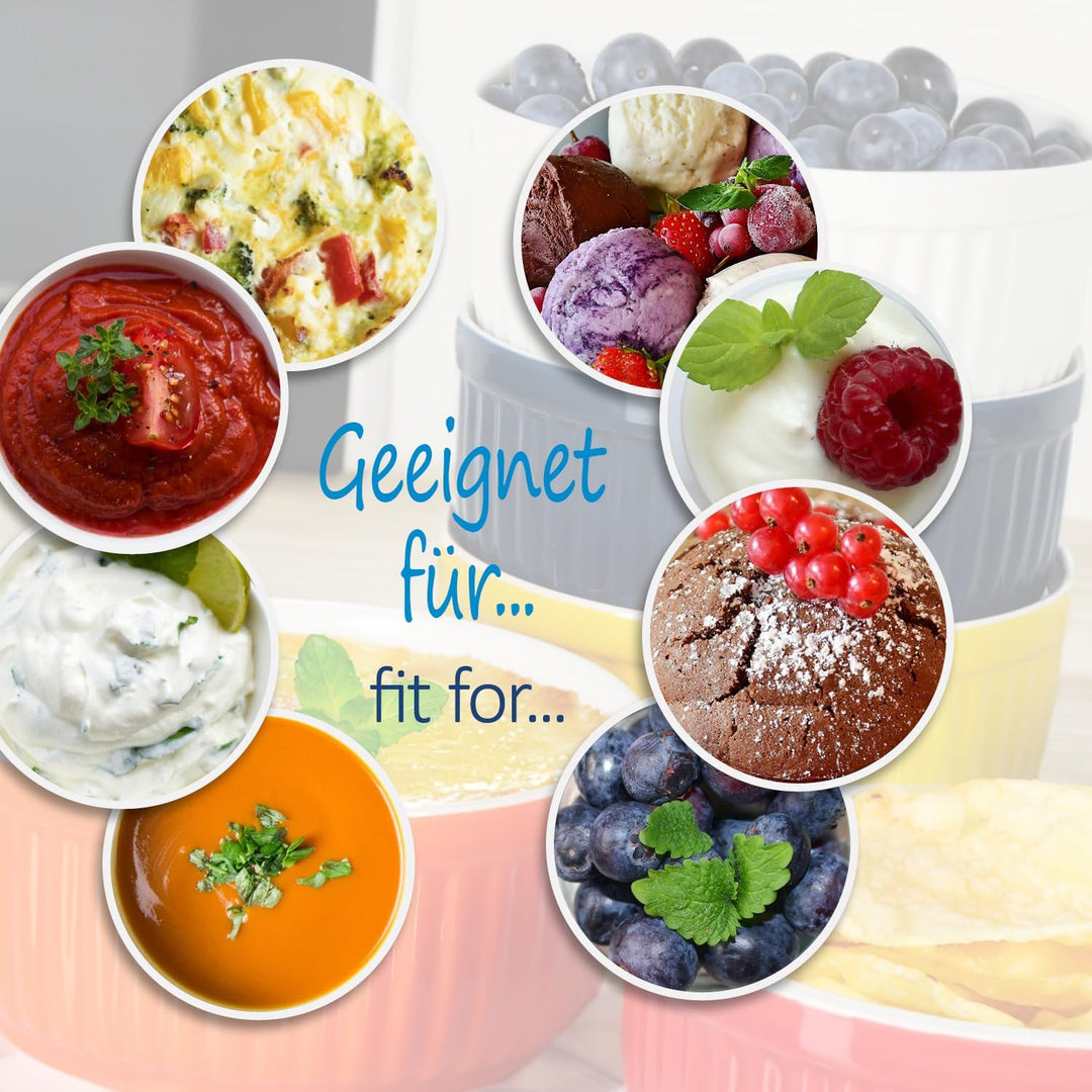 com-four® 6x Souffléfförmchen - Ragout Fin Schalen aus Keramik - ofenfeste Auflaufformen - spülmasch