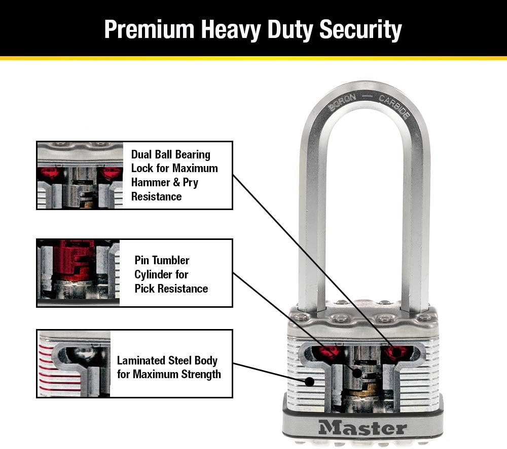 Master Lock M5XTLJ Magnum Vorhängeschloss mit Schlüssel, 2 Stück, gleichschlieÃŸend 2 Pack, Keyed-Al