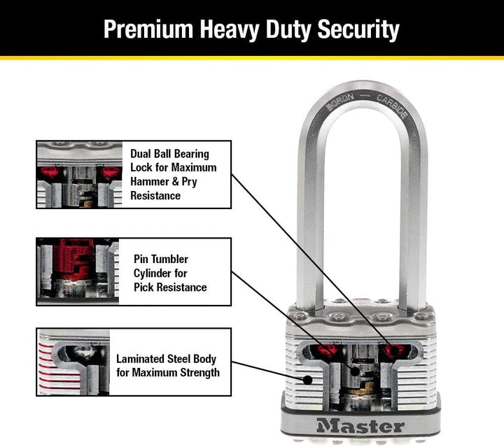 Master Lock M5XTLJ Magnum Vorhängeschloss mit Schlüssel, 2 Stück, gleichschlieÃŸend 2 Pack, Keyed-Al