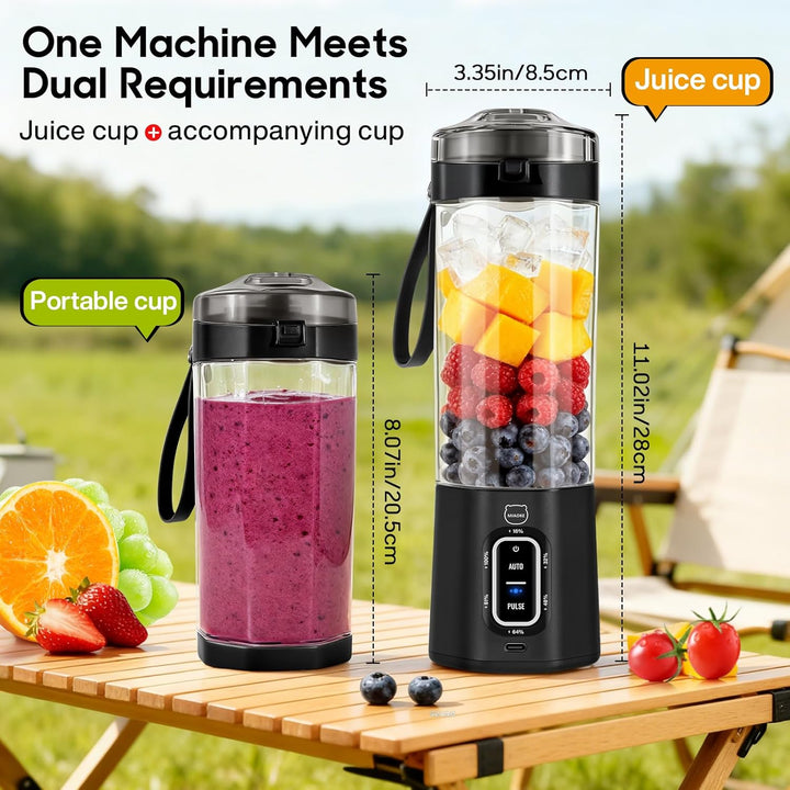 MIAOKE Tragbarer Smoothie-Mixer, 700 ml wiederaufladbarer persönlicher Mixer, Enthält sowohl Automat