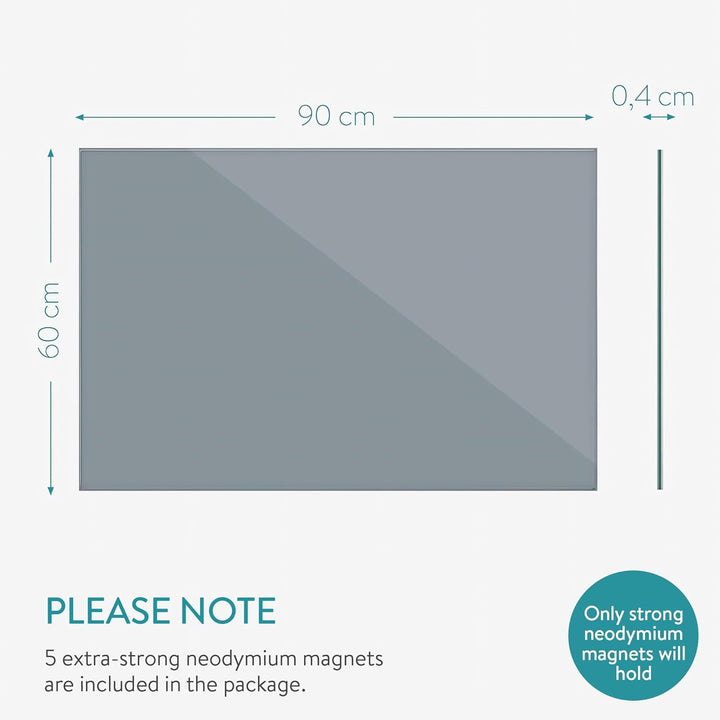 Navaris Magnettafel Magnetboard aus Glas - 90x60 cm Tafel magnetisch zum Beschriften - Magnetwand in