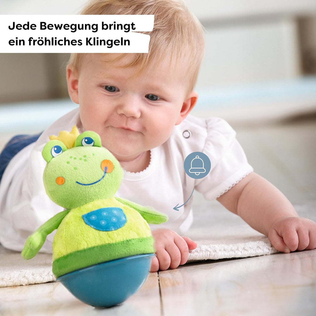 HABA 5859 - Stehauffigur Frosch Baby- und Kleinkindspielzeug, ab 6 Monaten, Motorikspielzeug aus wei
