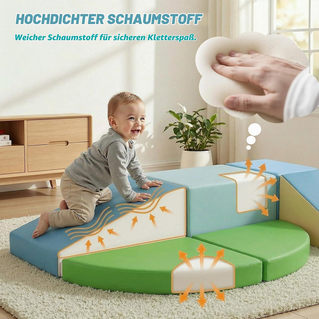 Schaumstoff Bausteine Kinder Klettern Indoor - 6 PCS Softbausteine Riesenbausteine für Baby Motorik