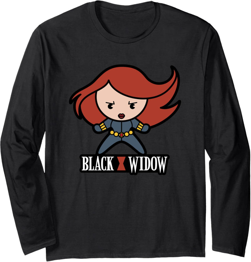 Marvel Black Widow Cartoon Action Pose Langarmshirt