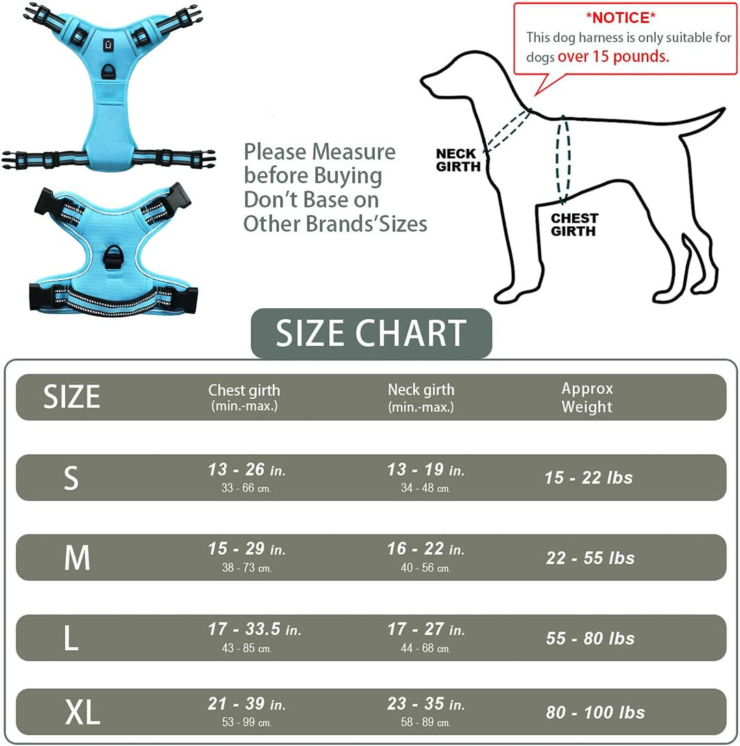 Hundegeschirr No-Pull für Kleine, Grosse und Mittelgrosse Hunde - Weich, Atmungsaktiv, Einstellbar,