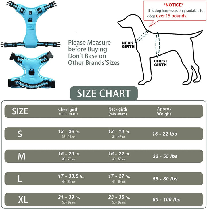 Hundegeschirr No-Pull für Kleine, Grosse und Mittelgrosse Hunde - Weich, Atmungsaktiv, Einstellbar,