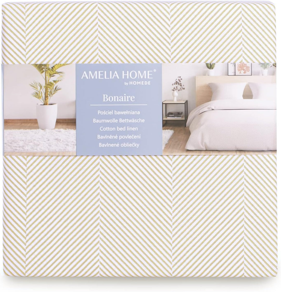 AmeliaHome 2tlg Bettwäsche 155x220 cm mit 1 Kissenbezug 80x80 cm 100% Baumwolle Reissverschluss Aver