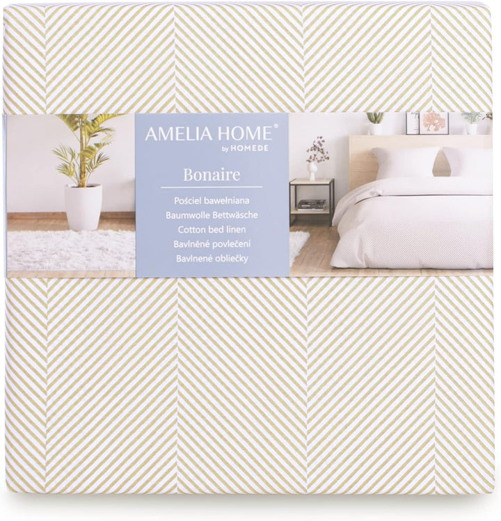 AmeliaHome 2tlg Bettwäsche 155x220 cm mit 1 Kissenbezug 80x80 cm 100% Baumwolle Reissverschluss Aver