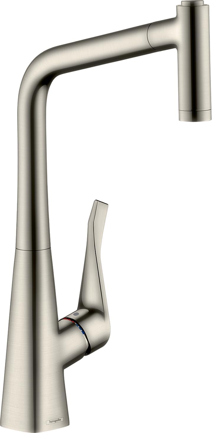 hansgrohe Metris Einhebel-Küchenarmatur, Komfort-Höhe 320mm mit ausziehbarer Brause und Schwenkausla
