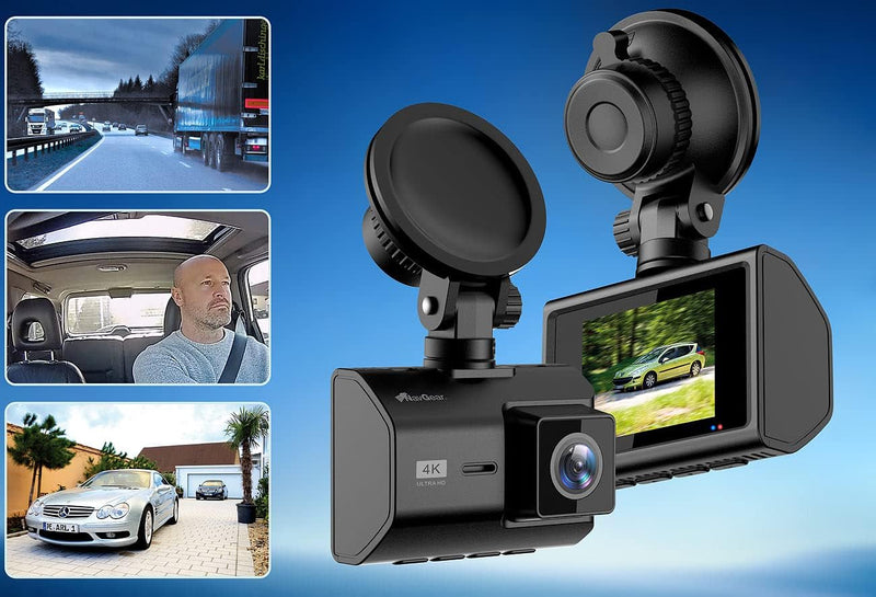 NavGear Autocam: 4K-UHD-Dashcam mit 2K-Heckkamera, GPS, WDR, WLAN & App, Sony-Sensor (Registrator, D