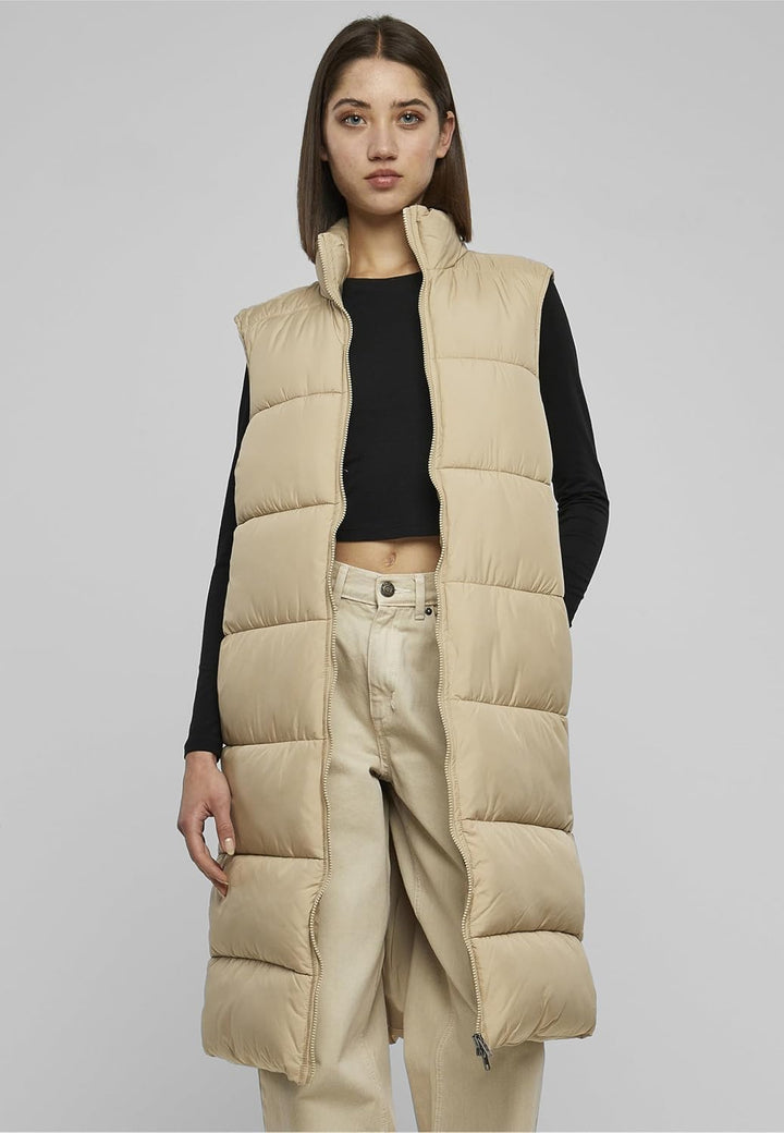 Urban Classics Damen Ladies Long Puffer Vest Weste S Wetsand, S Wetsand