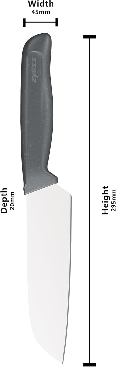 Zyliss Santokumesser, 15 cm scharfer Edelstahl mit nachhaltigem, rutschfestem Griff aus Weizenstroh,