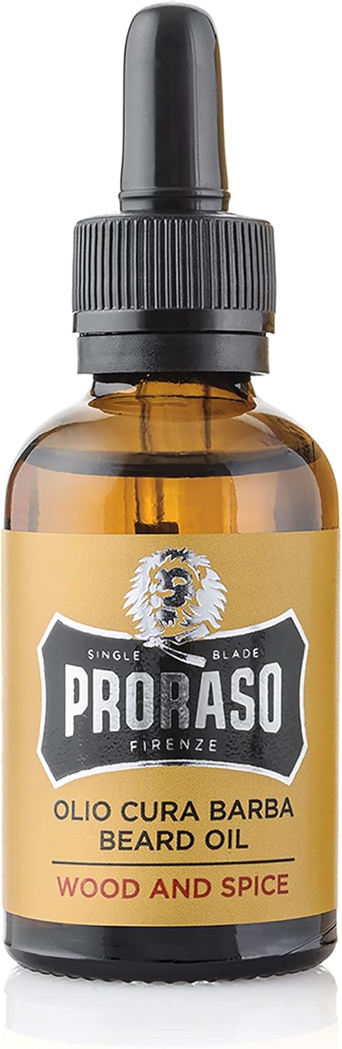 Proraso Beard Oil Cypress & Vetyver 30ml & Beard Oil, Wood & Spice, 30 ml, Bartöl mit Zedernholz & Z