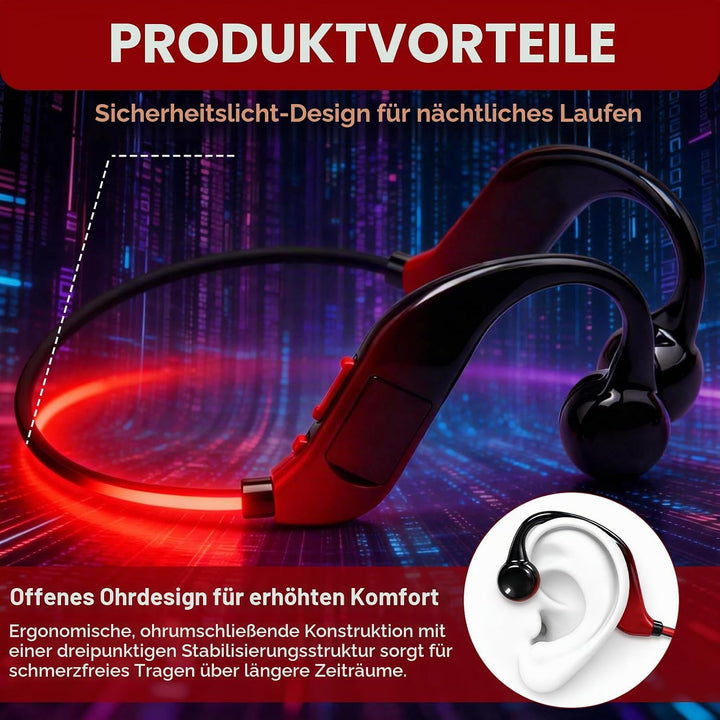 Bone Conduction Kopfhörer Knochenschall Bluetooth5.4 Open-Ear, kabellose Sport Kopfhörer mit IPX5 wa