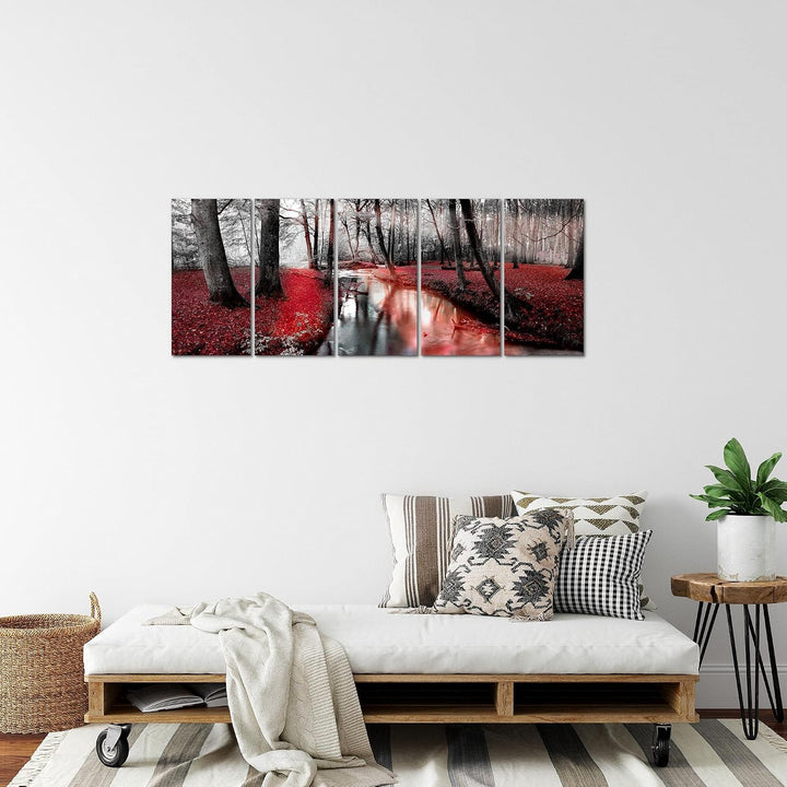Runa Art Bild Wald Landschaft Wandbilder auf Vlies Leinwand 5 Teilig Wanddekoration Schlafzimmer Woh