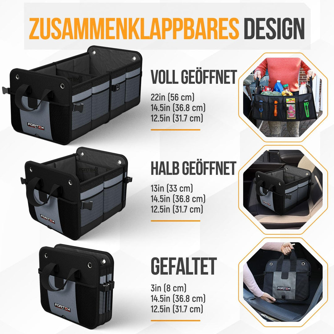 FORTEM Kofferraum Organizer, Kofferraumtasche, Zusammenklappbarer Auto Organizer Kofferraum mit Fäch