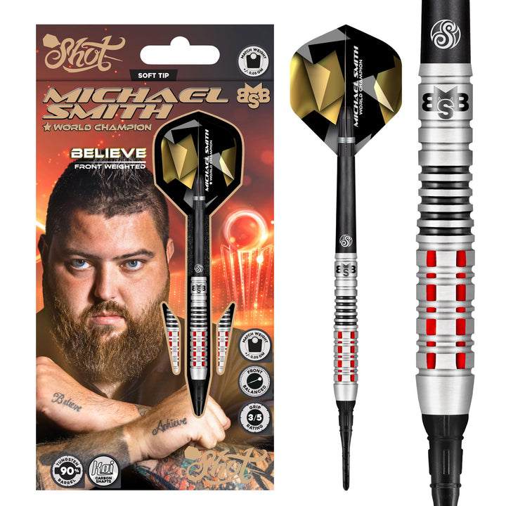 Shot Soft Darts Michael Smith Bully Boy Believe 90% Tungsten Softtip Darts Softdart Hochwertige Tung