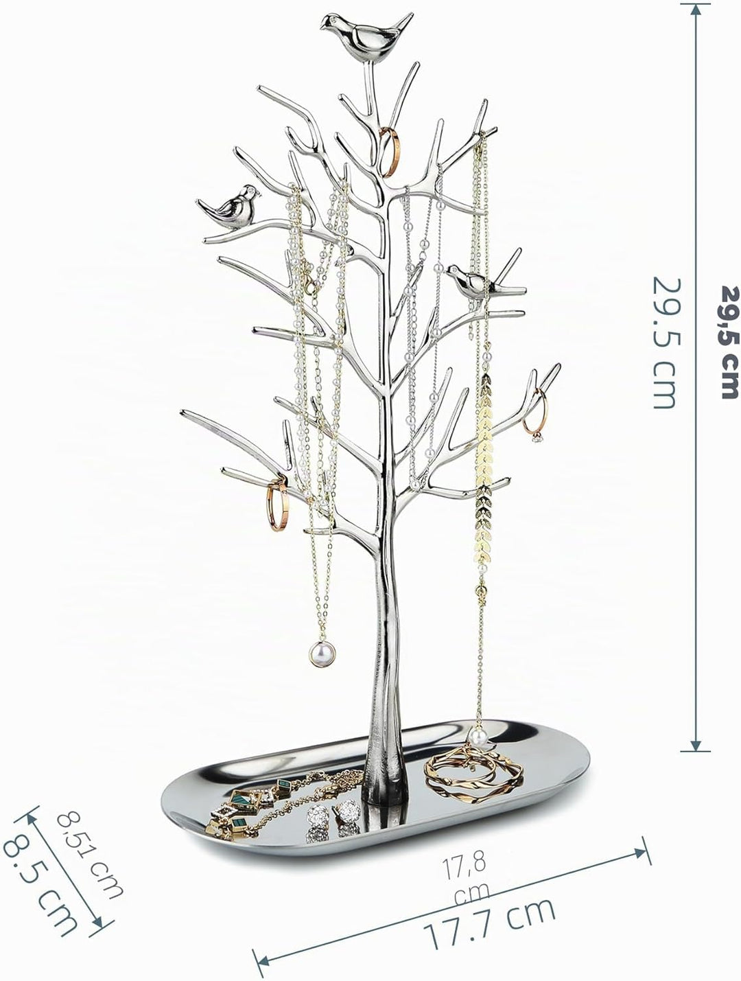 MORE&LESS Zweig Schmuckständer mit Metalltablett Farbe Luxus Baum Turm hängende Aufbewahrungsstücke