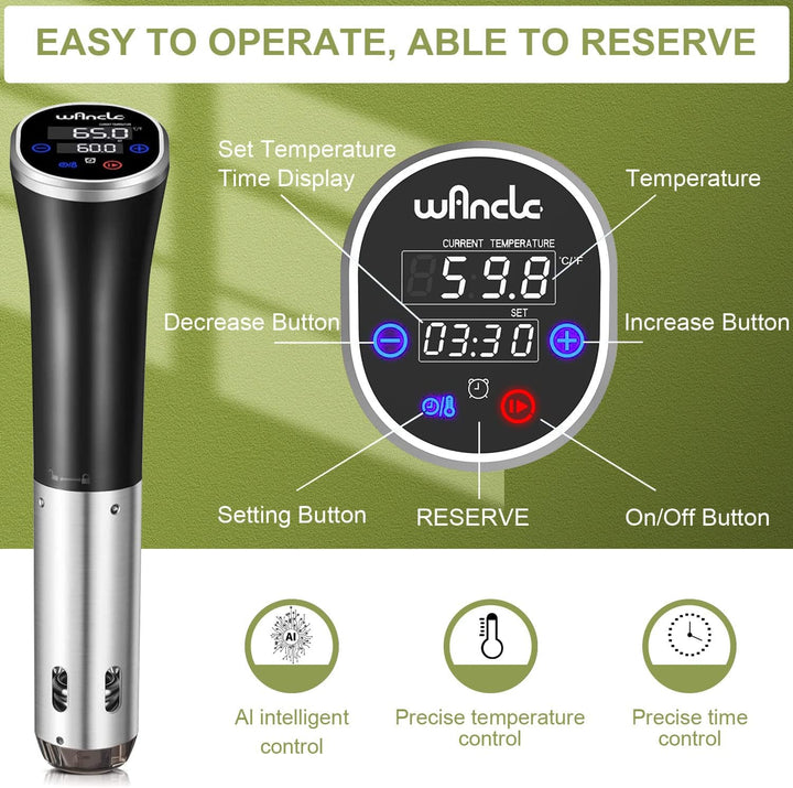 Sous Vide, Wancle Sous Vide Garer Stick 1100W IPX7 Wasserdicht Präzisionskochtopf Immersion Zirkulat