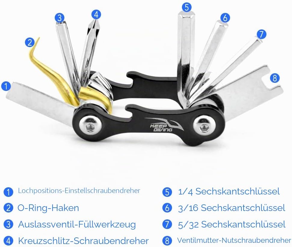 Tauch-Reparaturwerkzeug,8-in-1,multifunktionales Tauchwerkzeug,Tauchwerkzeug-Set,Taucher-Werkzeug-Se