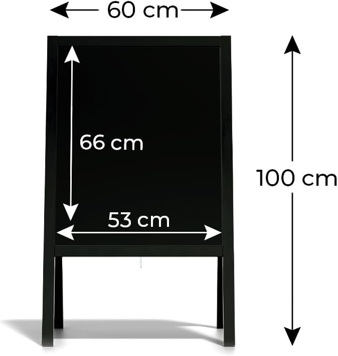 ALLboards Kundenstopper mit Schwarz, lackiertem Holzrahmen 100x60cm, Werbetafel, Gehwegaufsteller, A