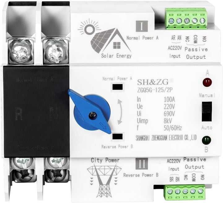 Jadeshay Transferschalter, Automatischer Umschalter Photovoltaik Dual Power Automatischer Umschalter