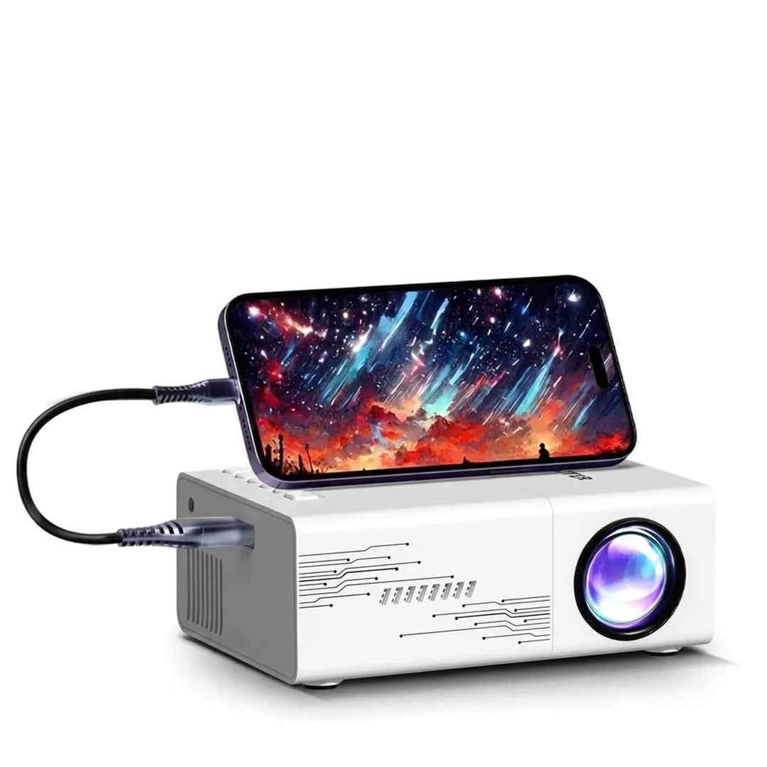 Portable Mini Smart Projector with Phone Mirroring for Home Theater, USB, Smartphone, iPad, TV Box,