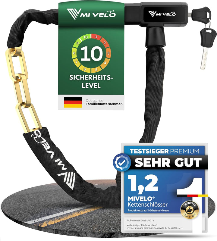 MIVELO Fahrradschloss Kettenschloss hohe Sicherheit 100cm lang I Fahrrad Schloss mit Schlüssel 8mm g