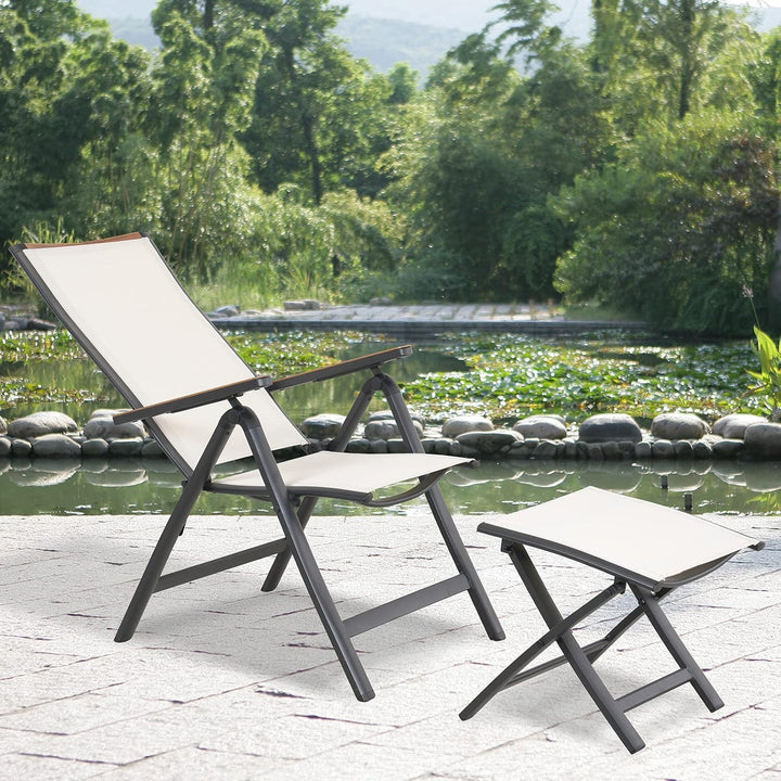 Grand patio Gartenstuhl Klappbar 2 er, Aluminium Gartenstühle Hochlehner mit 6-Fach Verstellbare, Me