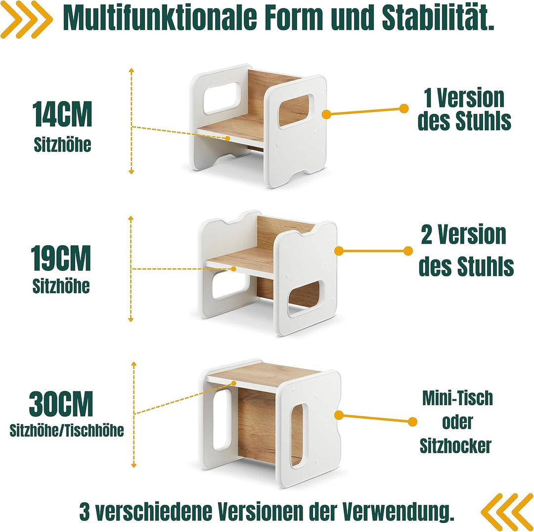 defiPad Sitzhocker für Kinder | Stylisch Wendehocker | Kindersessel ab 1 Jahr | Babystuhl Hocker Hol