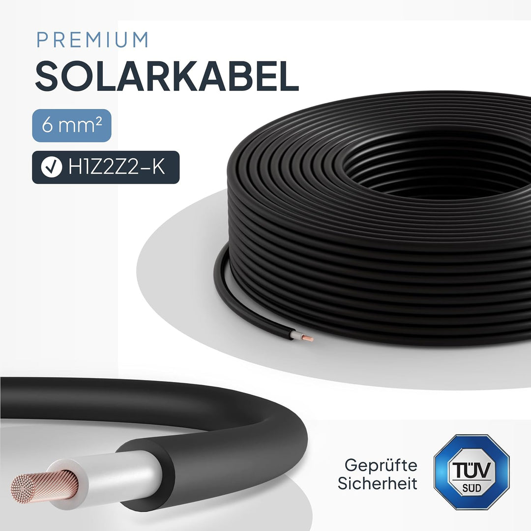 SEPO-Leitungen Solarkabel 6 mm² 50m TÜV Süd geprüfte Solarleitung in Schwarz oder Rot - Solarkabel -