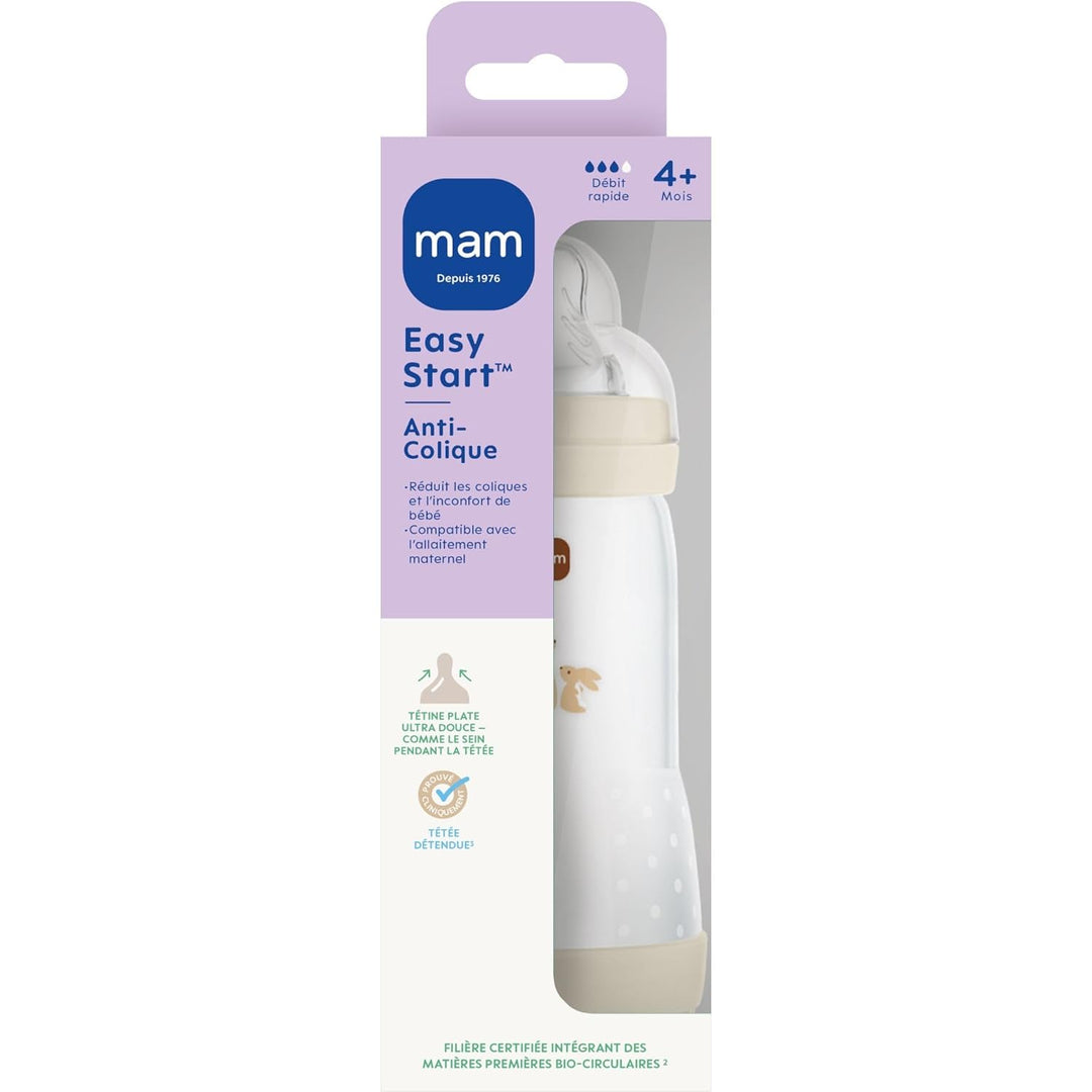 MAM - Easy Start Anti-Colic Flasche 4+ Monate, schneller Durchfluss (320 ml), Sand – Flasche zur Red