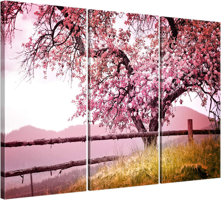 ge Bildet Bild auf Leinwand | Landschaftsbilder Frühlingsbaum A in 90x60 cm mehrteilig als Wandbild