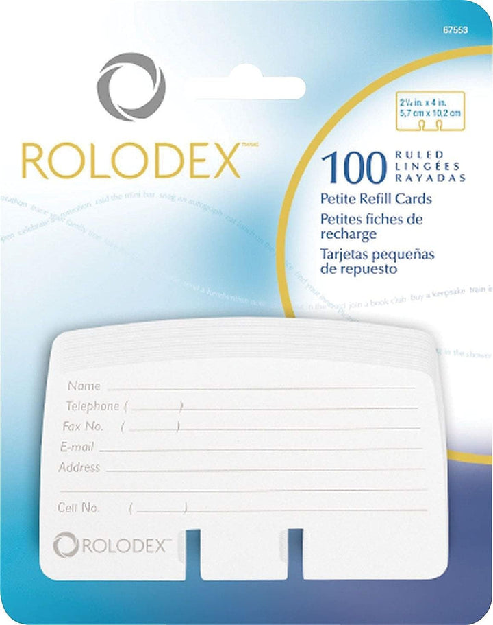 Rolodex 67553 Petite Nachfüllkarten, 6,4 x 10,2 cm, 100 Karten/Packung