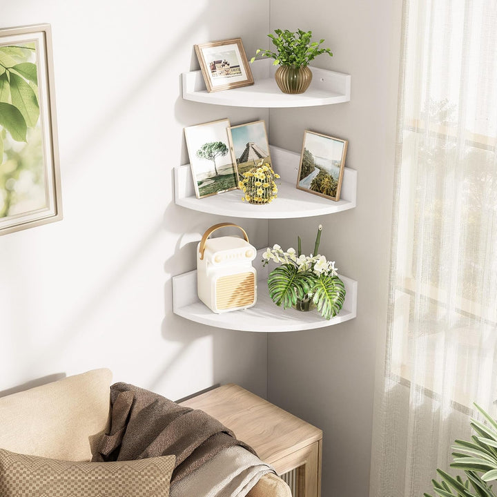 Alsonerbay Eckregal Küche Weiss Eckregale Wand, Wandregal Holz 3er Set Schweberegal Kleines Wandrega