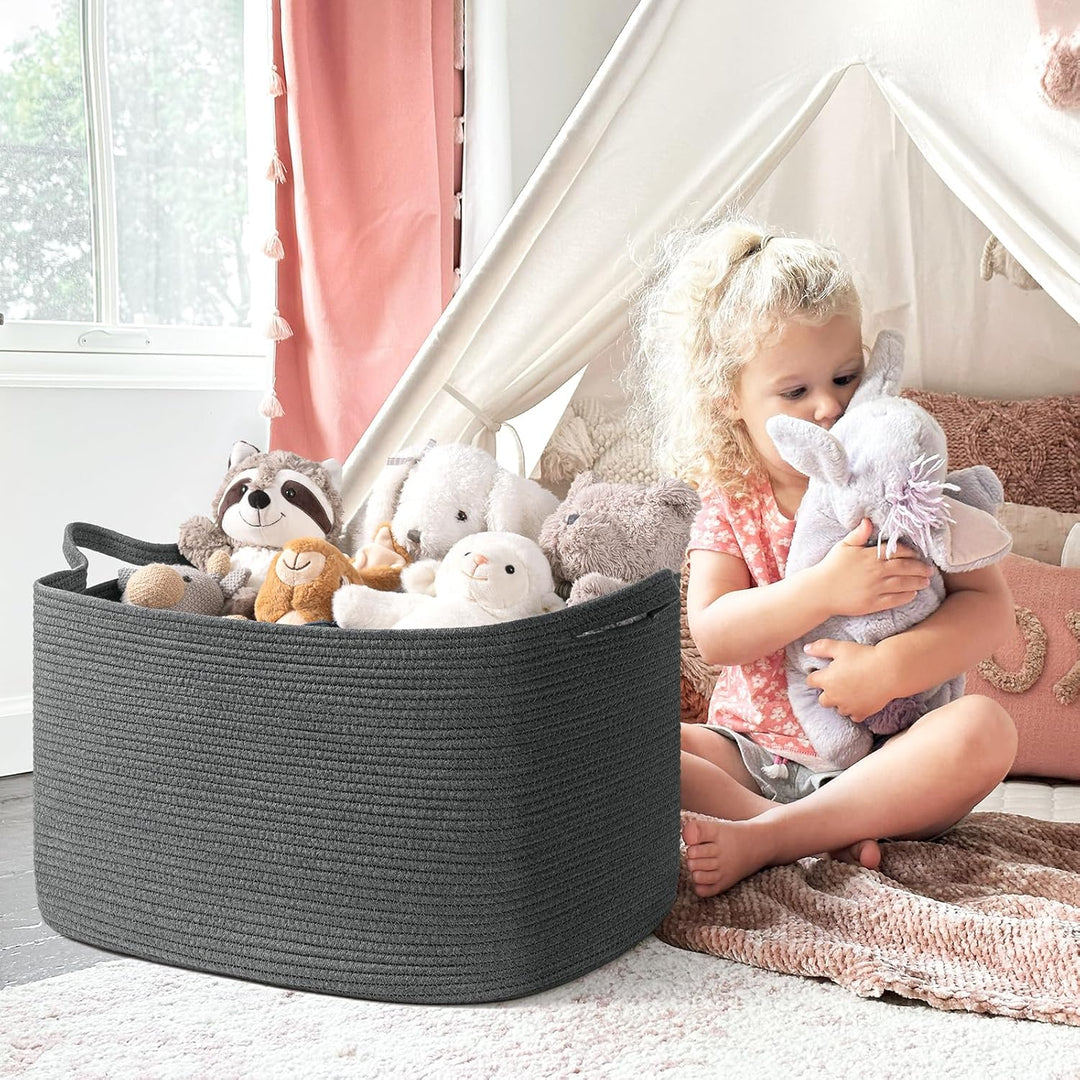 TIMEYARD faltbarer Wäschekorb 85 L, geflochtener Aufbewahrungskorb für Kinderzimmer, Square Laundry
