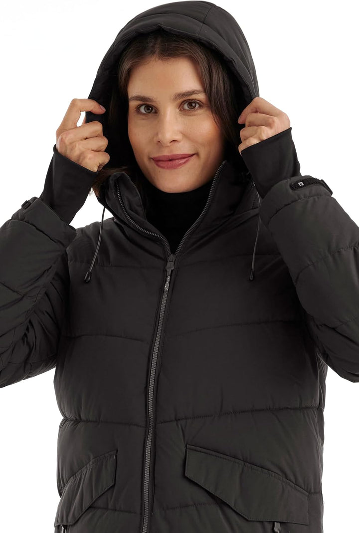 Killtec Damen Kow 62 Wmn Qltd Ct Wintermantel/Mantel in Daunenoptik mit Kapuze 38 Schwarz, 38 Schwar