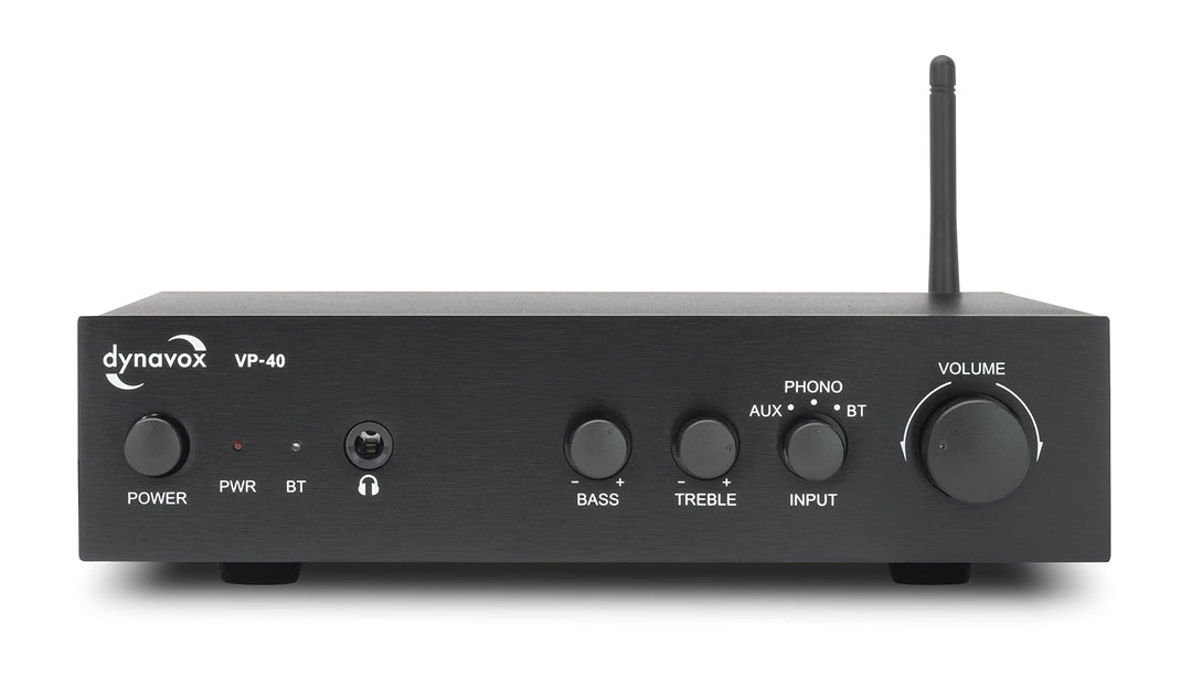 Dynavox VP-40 Stereo-Verstärker, kompakter HiFi-Verstärker mit Phono-Eingang für Plattenspieler, BT-