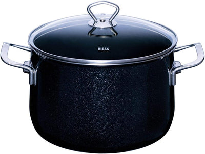 Riess 0558-009, Emailieset Black Magic, 5-teilig, bestehend aus: Fleischtopf mit GD Ø 16, 20, 24 cm,