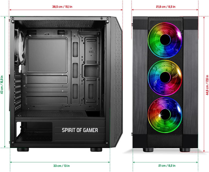 SPIRIT OF GAMER - Rogue VI - PC Gamer ATX/Matx/ITX Gehäuse - Frontplatte Und Gehärtete Glaswand - 4