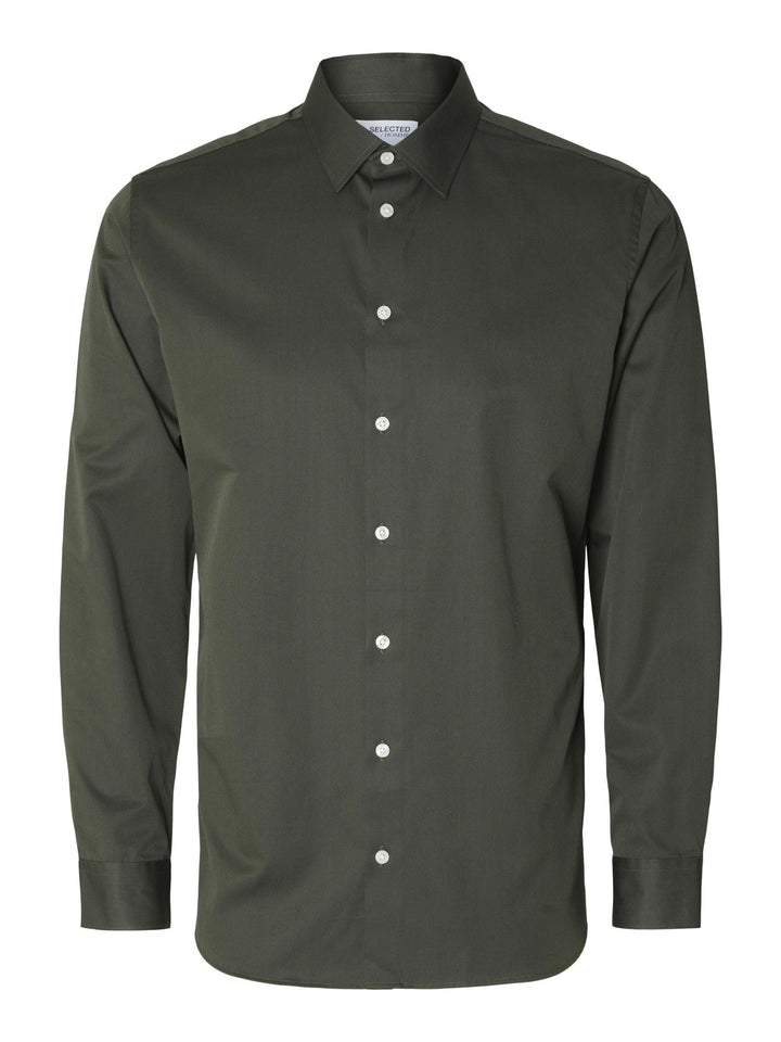 SELETED HOMME Herren Slhslimethan Shirt Ls Classic Noos Hemd S Forest Night/Detail:w. Black, S Fores