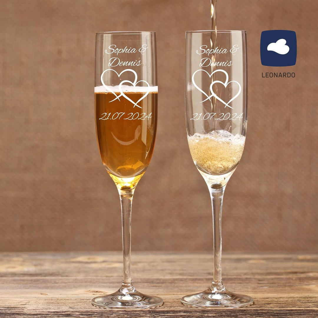 Geschenk zum Valentinstag – Sekt Geschenksets – Sektglas mit Gravur 200ml – Hochzeitsgeschenke – Ges