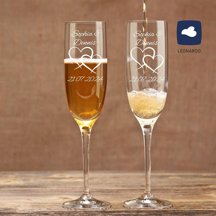 Geschenk zum Valentinstag – Sekt Geschenksets – Sektglas mit Gravur 200ml – Hochzeitsgeschenke – Ges
